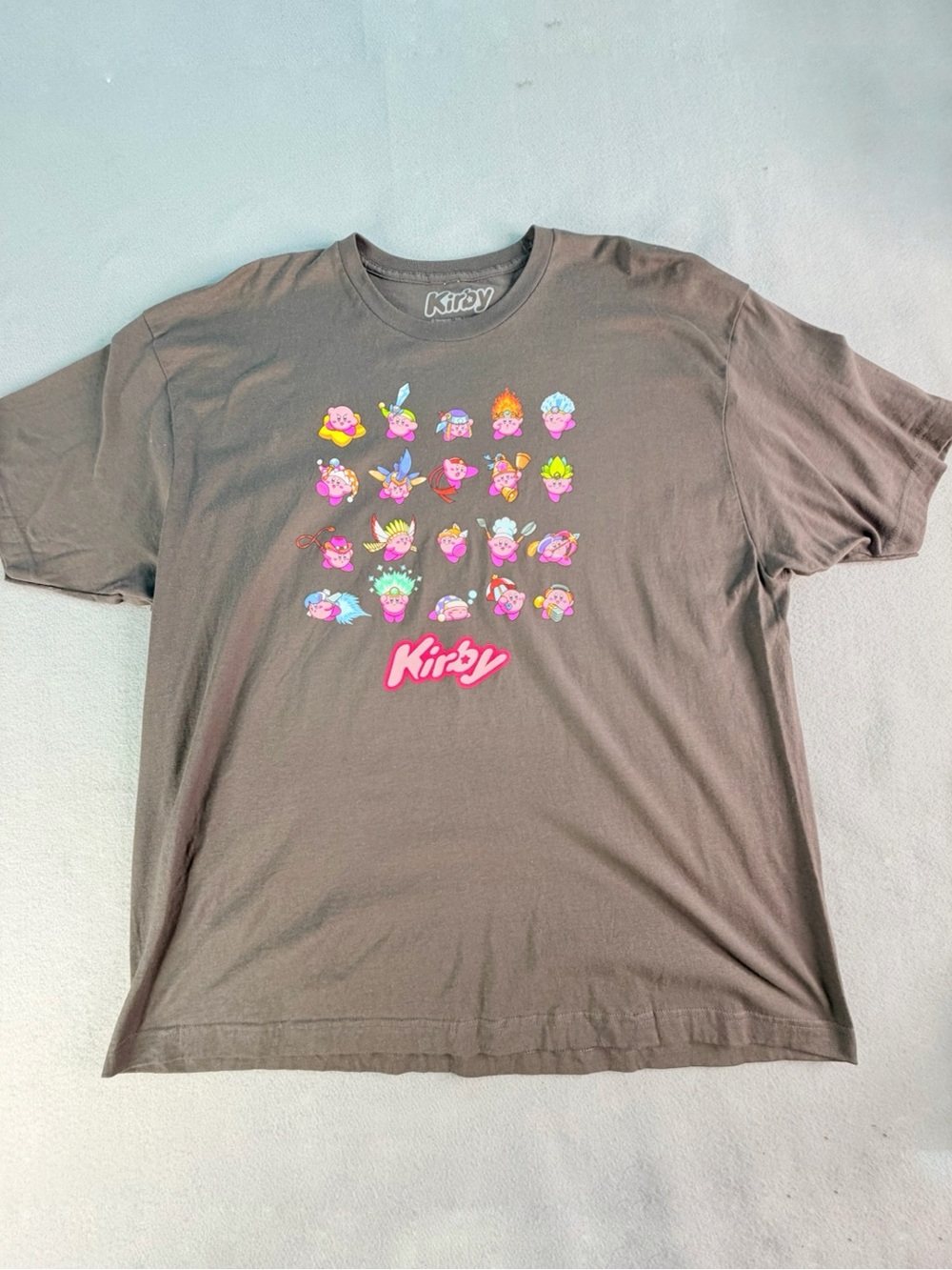 Kirby Power Ups Costumes Men’s XX-LARGE T-Shirt Grey Official Nintendo Gamer